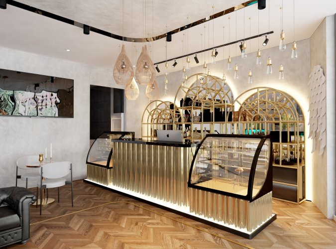 GANTHOW CAFE - CAFE PROJESİ- PASTA SERVİS/ KASA BÖLÜMÜ - 3TH QUAR BAR - ERBİL/ IRAK  | Bassi Design